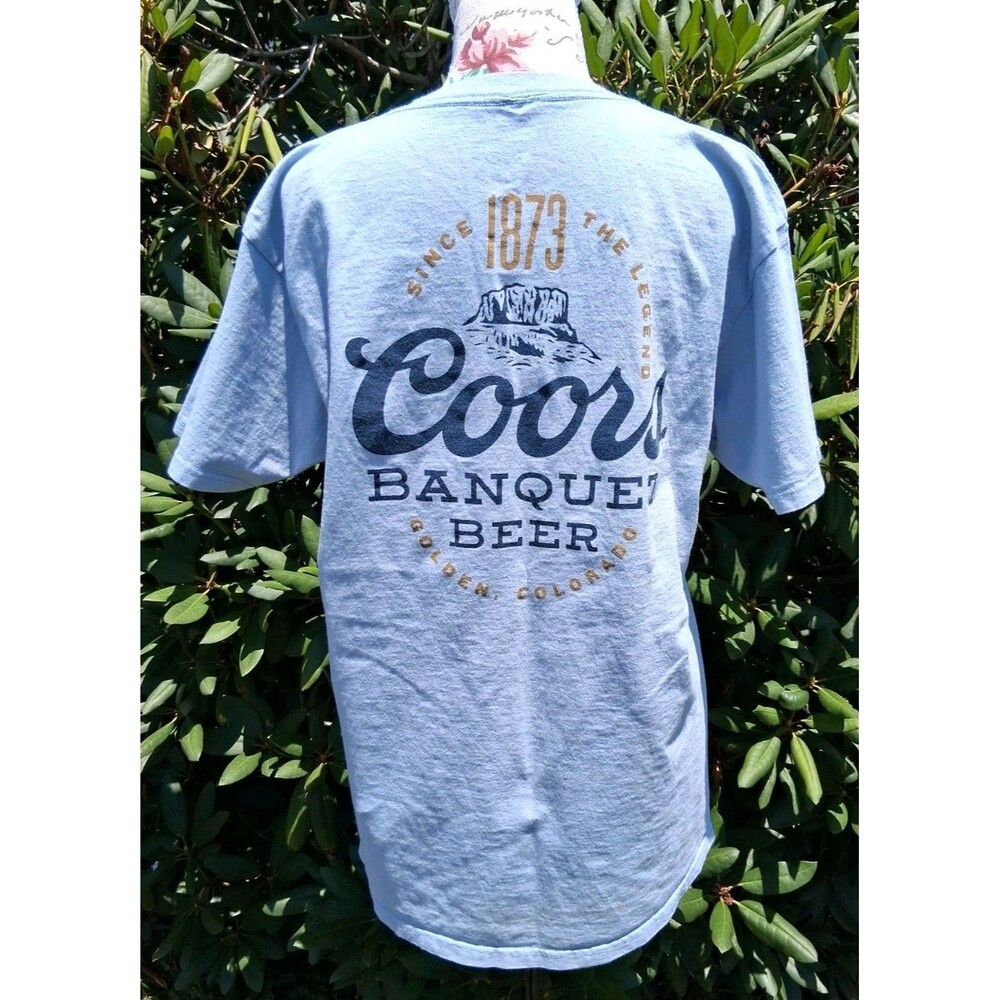 Coors Banquet Beer Mens Med Blue T-shirt Cotton Casual Summer Festival Beach